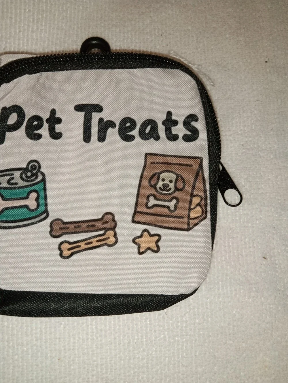 Dog Duck Toy And Pet Treats Zipper Pouch - White with Black Trim